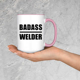 Badass Welder - 15oz Accent Mug Pink