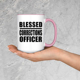 Blessed Corrections Officer - 15oz Accent Mug Pink