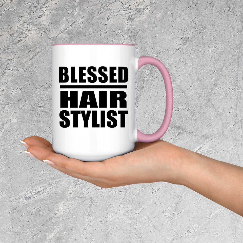 Blessed Hair Stylist - 15oz Accent Mug Pink