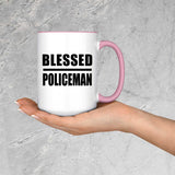 Blessed Policeman - 15oz Accent Mug Pink