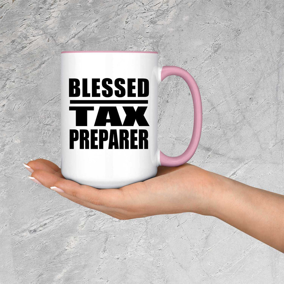 Blessed Tax Preparer - 15oz Accent Mug Pink