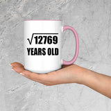 113th Birthday Square Root of 12769 Years Old - 15oz Accent Mug Pink