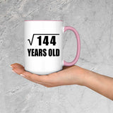 12th Birthday Square Root of 144 Years Old - 15oz Accent Mug Pink