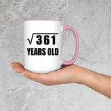 19th Birthday Square Root of 361 Years Old - 15oz Accent Mug Pink