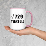 27th Birthday Square Root of 729 Years Old - 15oz Accent Mug Pink