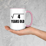 2nd Birthday Square Root of 4 Years Old - 15oz Accent Mug Pink
