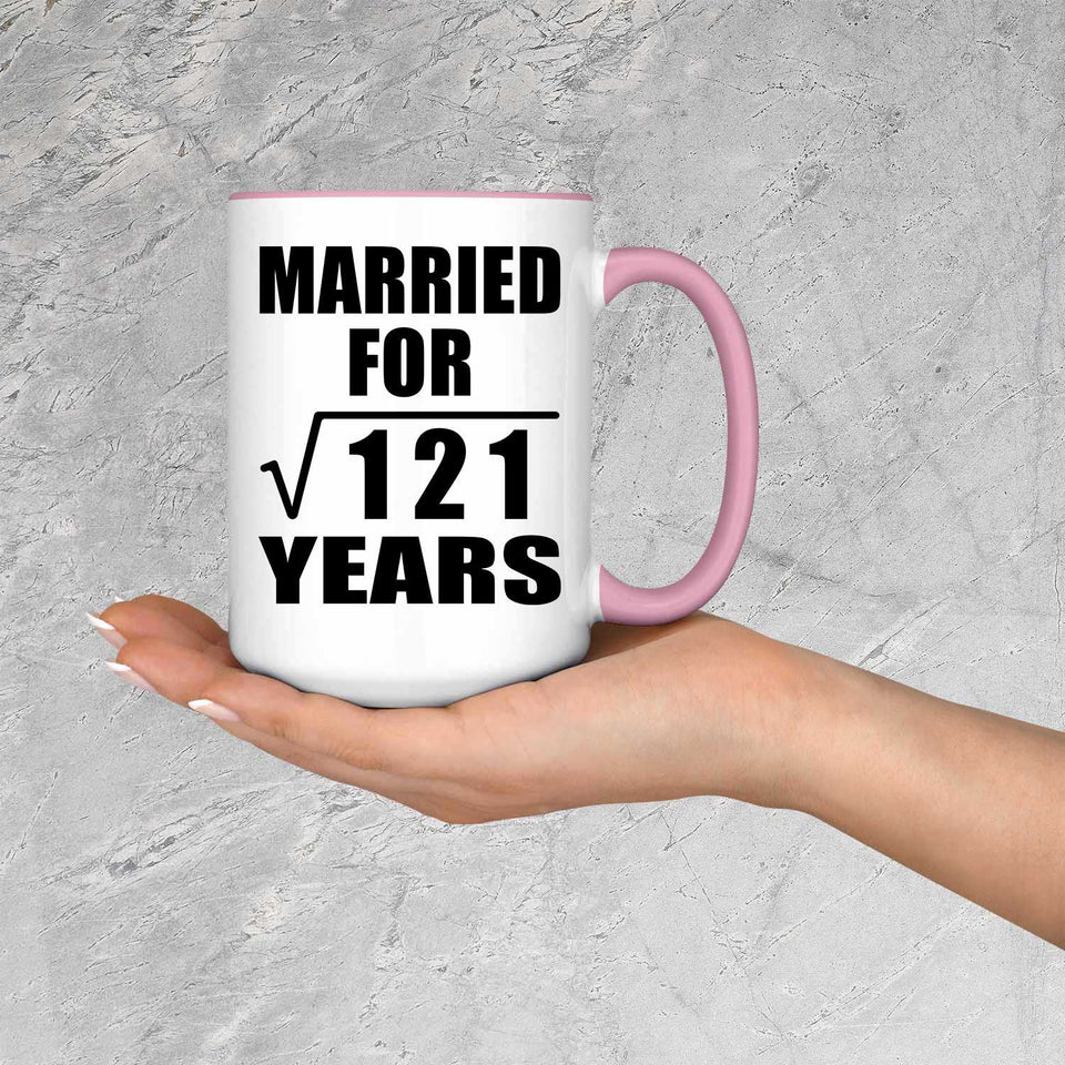 11th Anniversary Married For Square Root of 121 Years - 15oz Accent Mug Pink