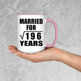 14th Anniversary Married For Square Root of 196 Years - 15oz Accent Mug Pink