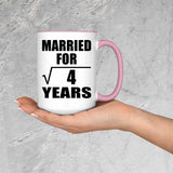 2nd Anniversary Married For Square Root of 4 Years - 15oz Accent Mug Pink