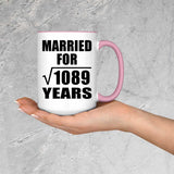 33rd Anniversary Married For Square Root of 1089 Years - 15oz Accent Mug Pink