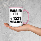 39th Anniversary Married For Square Root of 1521 Years - 15oz Accent Mug Pink