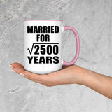 50th Anniversary Married For Square Root of 2500 Years - 15oz Accent Mug Pink