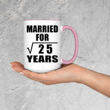 5th Anniversary Married For Square Root of 25 Years - 15oz Accent Mug Pink