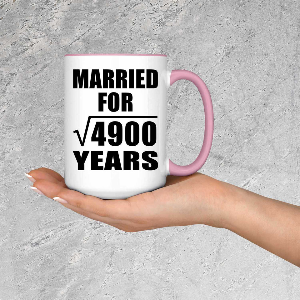 70th Anniversary Married For Square Root of 4900 Years - 15oz Accent Mug Pink
