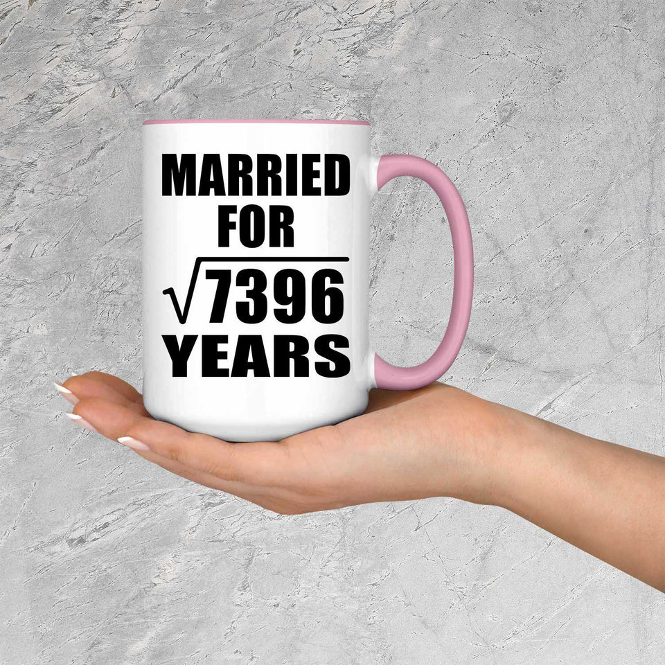 86th Anniversary Married For Square Root of 7396 Years - 15oz Accent Mug Pink