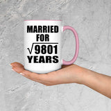 99th Anniversary Married For Square Root of 9801 Years - 15oz Accent Mug Pink