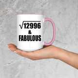 114th Birthday Square Root of 12996 & Fabulous - 15oz Accent Mug Pink
