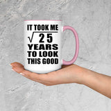 5th Birthday Took Square Root of 25 Years To Look Good - 15oz Accent Mug Pink