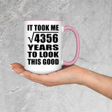 66th Birthday Took Square Root of 4356 Years To Look Good - 15oz Accent Mug Pink