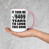 97th Birthday Took Square Root of 9409 Years To Look Good - 15oz Accent Mug Pink