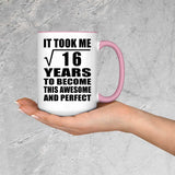 4th Birthday Took Square Root of 16 Years To Awesome - 15oz Accent Mug Pink