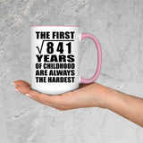 29th Birthday Square Root of 841 Years of Childhood - 15oz Accent Mug Pink