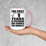 3rd Birthday Square Root of 9 Years of Childhood - 15oz Accent Mug Pink