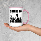 2nd Anniversary Cheers To Square Root of 4 Years Together - 15oz Accent Mug Pink