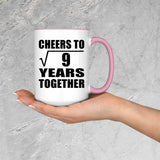3rd Anniversary Cheers To Square Root of 9 Years Together - 15oz Accent Mug Pink