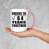 8th Anniversary Cheers To Square Root of 64 Years Together - 15oz Accent Mug Pink