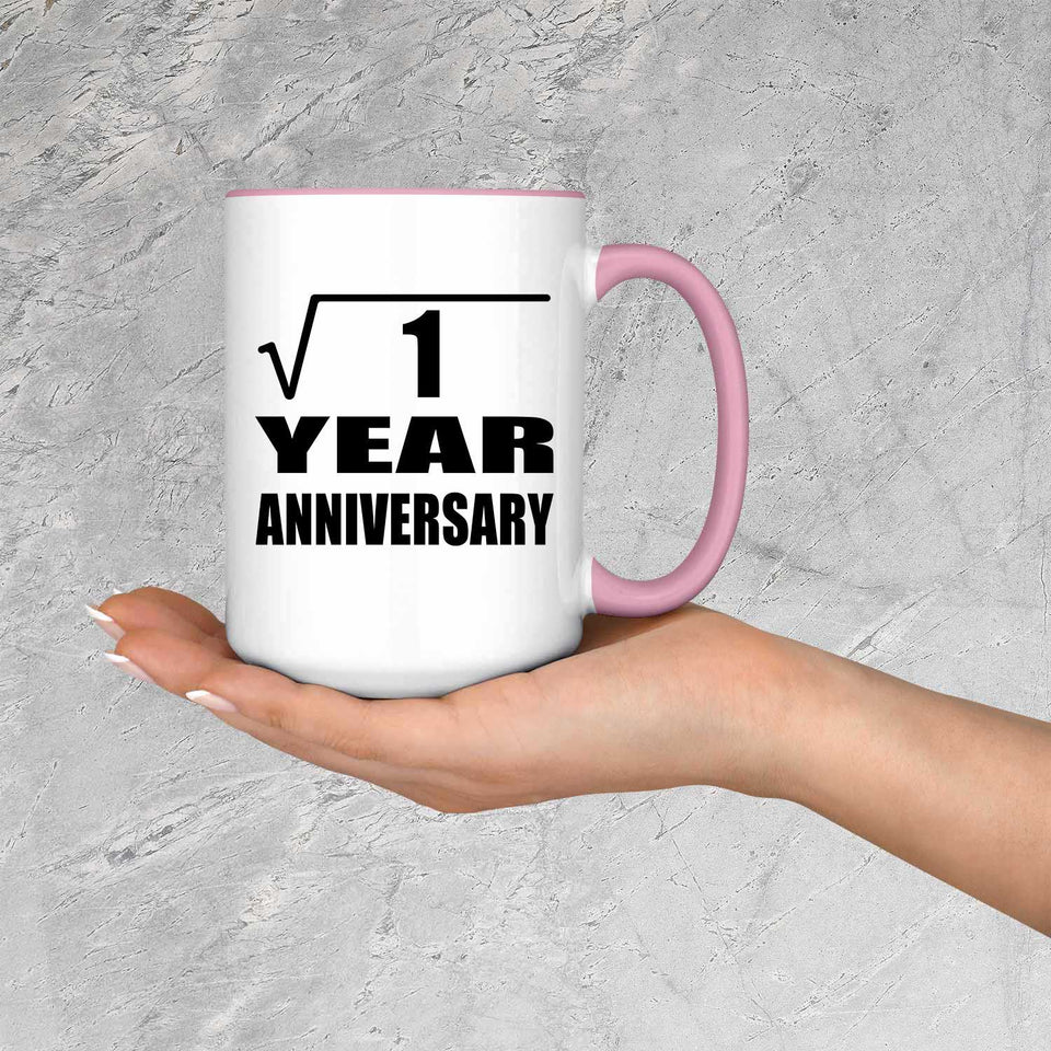 1st Anniversary Square Root of 1 Year Anniversary - 15oz Accent Mug Pink