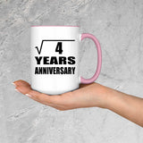 2nd Anniversary Square Root of 4 Years Anniversary - 15oz Accent Mug Pink