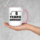 3rd Anniversary Square Root of 9 Years Anniversary - 15oz Accent Mug Pink