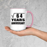 8th Anniversary Square Root of 64 Years Anniversary - 15oz Accent Mug Pink