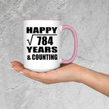 Happy 28th Anniversary Square Root of 784 Years & Counting - 15oz Accent Mug Pink