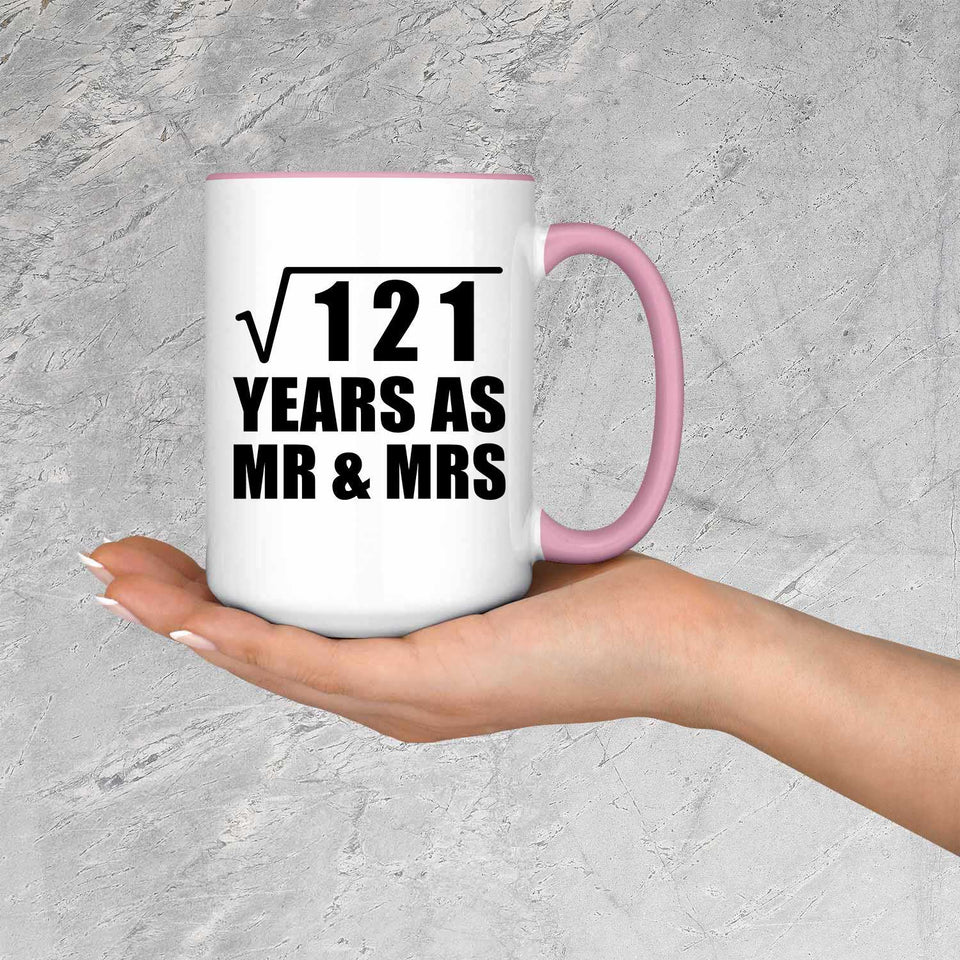 11th Anniversary Square Root of 121 Years As Mr & Mrs - 15oz Accent Mug Pink