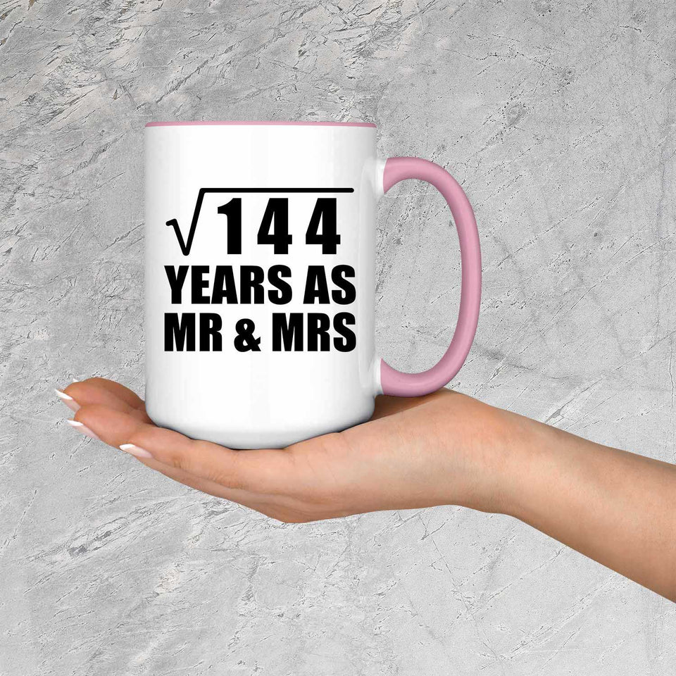 12th Anniversary Square Root of 144 Years As Mr & Mrs - 15oz Accent Mug Pink