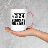 18th Anniversary Square Root of 324 Years As Mr & Mrs - 15oz Accent Mug Pink