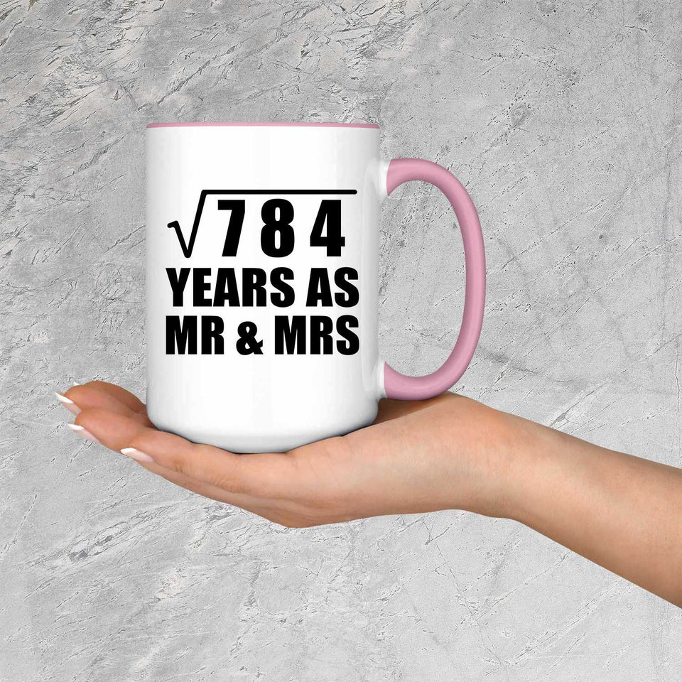 28th Anniversary Square Root of 784 Years As Mr & Mrs - 15oz Accent Mug Pink