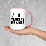 2nd Anniversary Square Root of 4 Years As Mr & Mrs - 15oz Accent Mug Pink