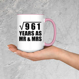 31st Anniversary Square Root of 961 Years As Mr & Mrs - 15oz Accent Mug Pink