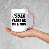 57th Anniversary Square Root of 3249 Years As Mr & Mrs - 15oz Accent Mug Pink
