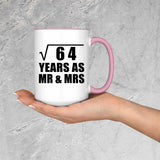 8th Anniversary Square Root of 64 Years As Mr & Mrs - 15oz Accent Mug Pink