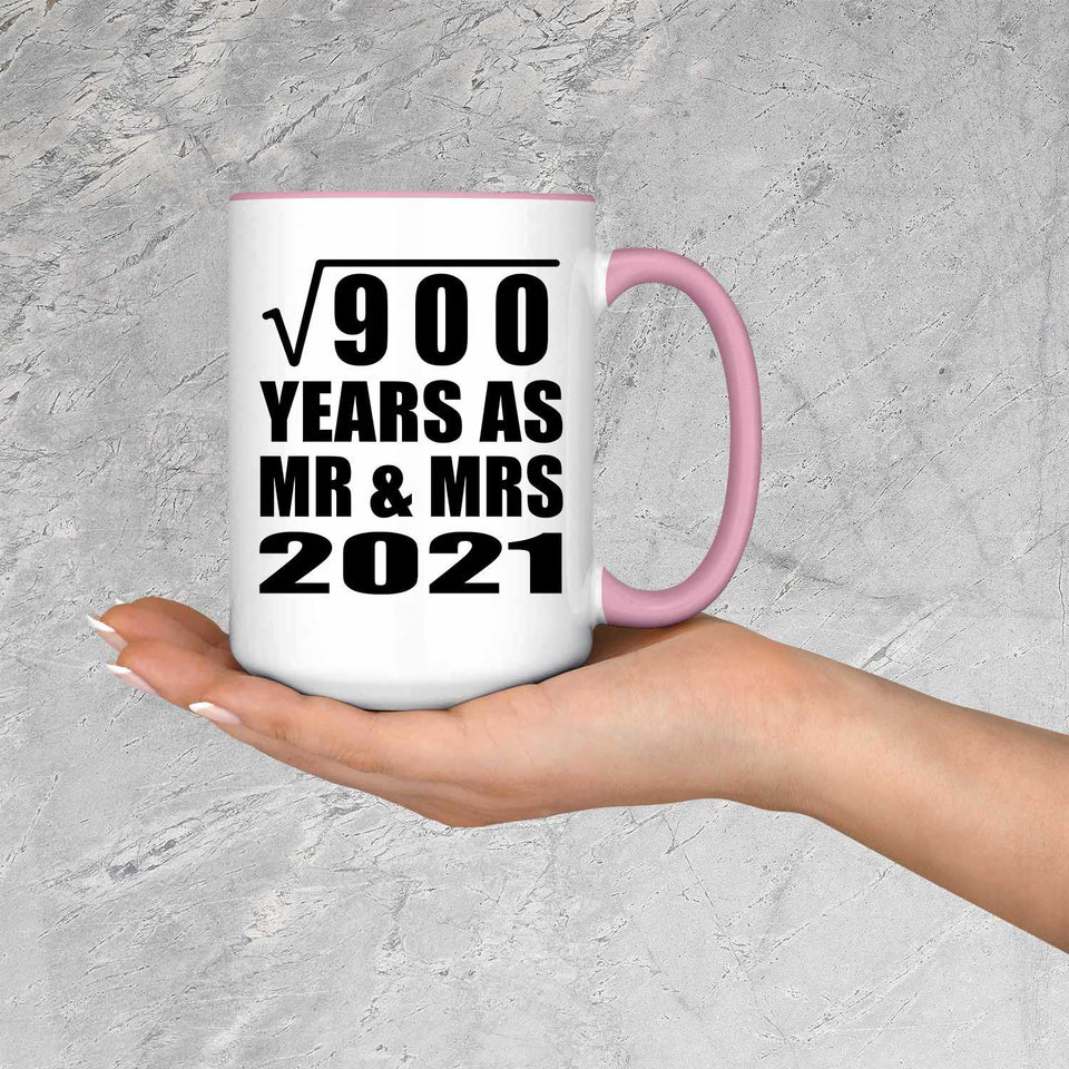 30th Anniversary Square Root of 900 Years As Mr & Mrs 2021 - 15oz Accent Mug Pink