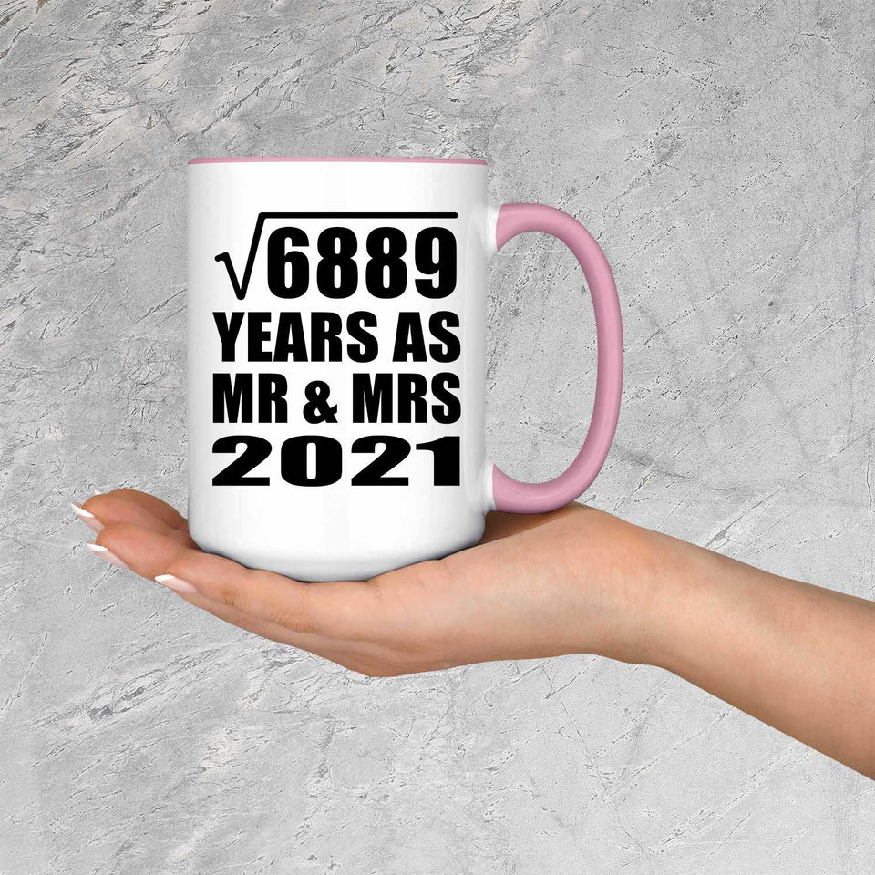 83rd Anniversary Square Root of 6889 Years As Mr & Mrs 2021 - 15oz Accent Mug Pink