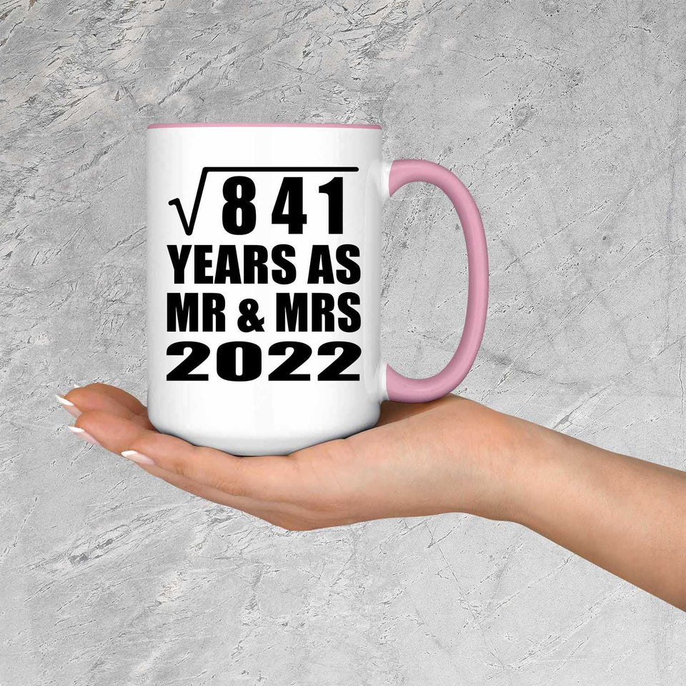 29th Anniversary Square Root of 841 Years As Mr & Mrs 2022 - 15oz Accent Mug Pink