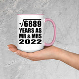 83rd Anniversary Square Root of 6889 Years As Mr & Mrs 2022 - 15oz Accent Mug Pink