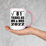 9th Anniversary Square Root of 81 Years As Mr & Mrs 2022 - 15oz Accent Mug Pink