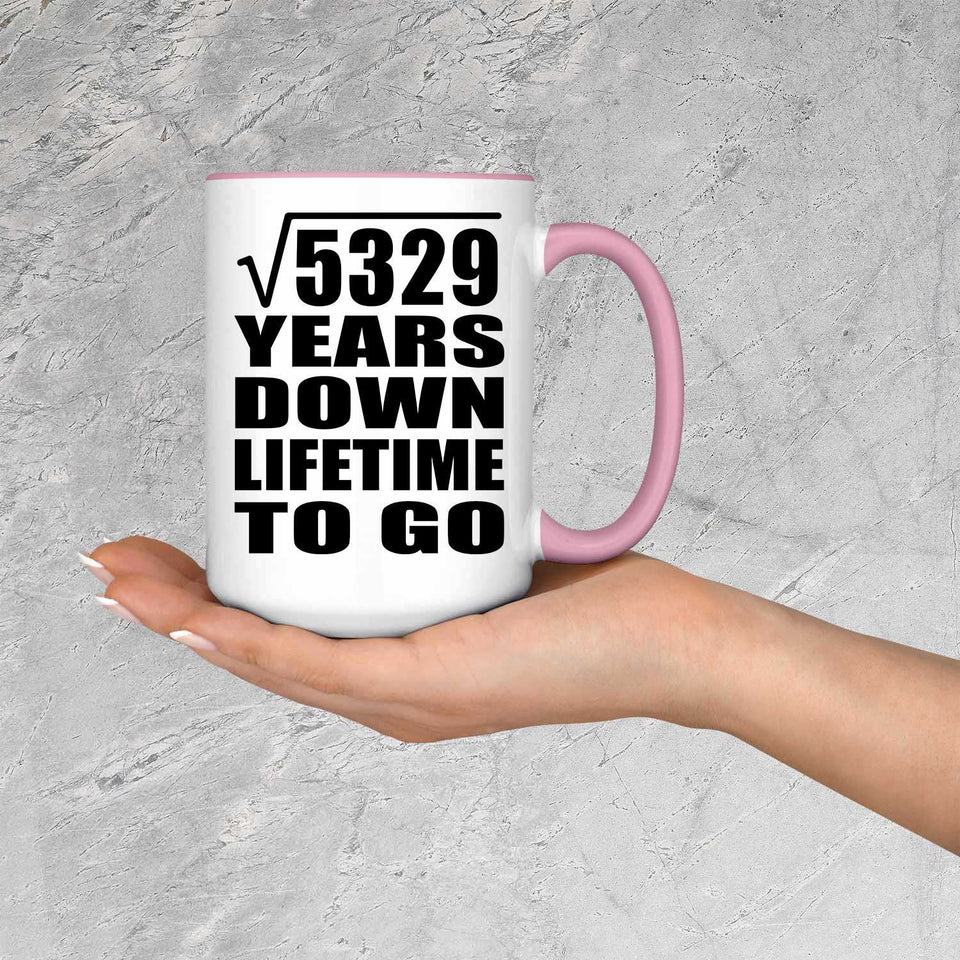 73rd Anniversary Square Root of 5329 Years Lifetime To Go - 15oz Accent Mug Pink