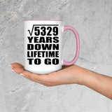 73rd Anniversary Square Root of 5329 Years Lifetime To Go - 15oz Accent Mug Pink